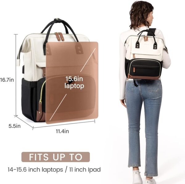 LOVEVOOK Laptop Backpack for Women, 15.6 Inch Work Business Backpacks Purse with USB Port, Large Capacity Nurse Bag College Bookbag for School, Waterproof Casual Daypack for Travel - Image 7