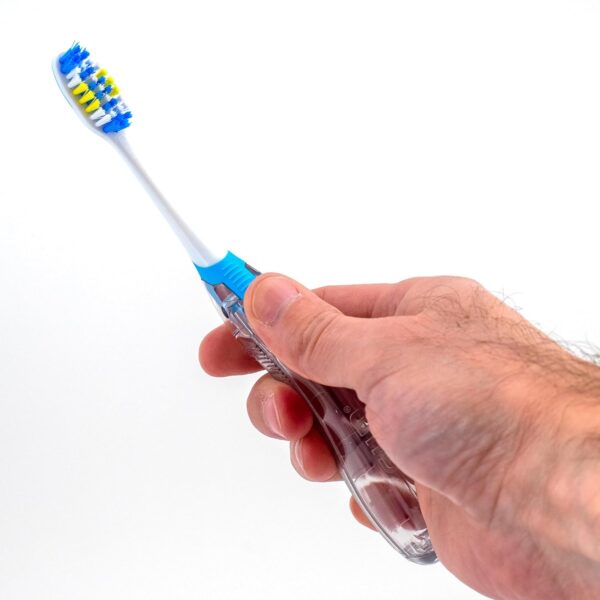 GUM Folding Travel Toothbrush, Compact Head + Tongue Cleaner, Soft Bristled Travel Toothbrushes for Adults, 2ct (Colors may vary) - Image 4