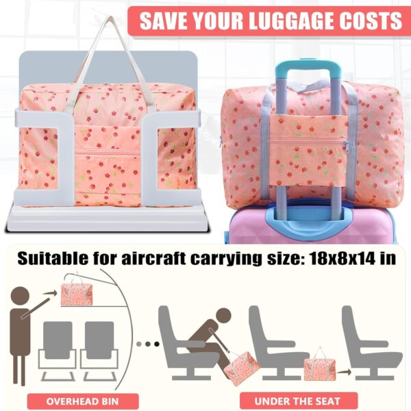 Travel Bag Foldable Luggage Bag Spirit Airlines Personal Item Bag Sports Gym Bag Weekender Overnight Bag Travel Duffel for Women (Pink Cherry) - Image 3