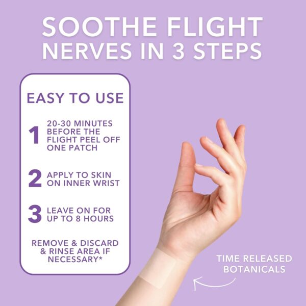 Laki Naturals Fly Calm Patch (Pack of 8) - Relax Nerves, Support Stress, Ease Your Mind for Happy Air Travel - Natural Ingredients to Support Airplane Stress - Calm Your Fear of Flying Naturally - Image 4
