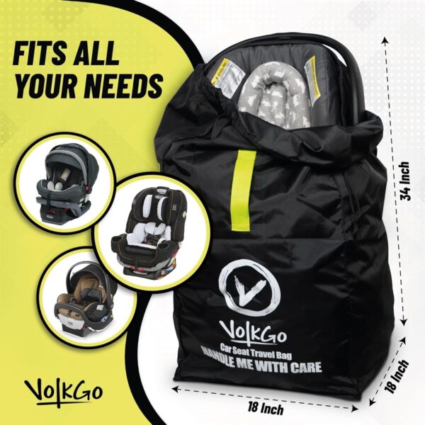 V VOLKGO Car Seat Travel Bag for Airplane - Backpack Padded Shoulder Straps Cover for Airplane. Gate Check Bag, Car Seat Bags For Air Travel, Fits all Carriers, Bags for Airtravel. - Image 4