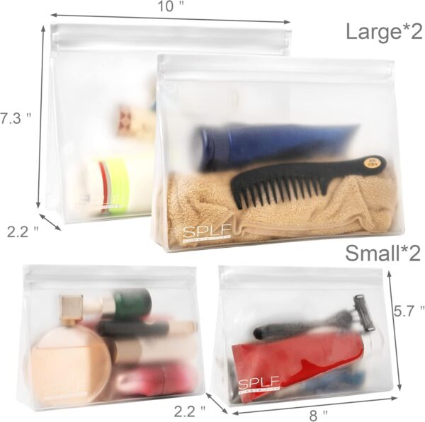 SPLF 4 Pack Leakproof Clear Toiletry bags, TSA Approved Quart Size Zipper Bags, BPA Free Travel Makeup Cosmetic Bags for Women Men, Carry on Airport Airline Compliant Bags - Image 2
