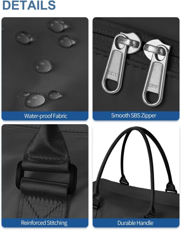 BAGAIL Travel Duffel Bag - Weekender, Overnight Gym Carry On Tote with Wet Pocket, Hospital Mom Bag for Labor and Delivery - Extra Large, Black - Image 8
