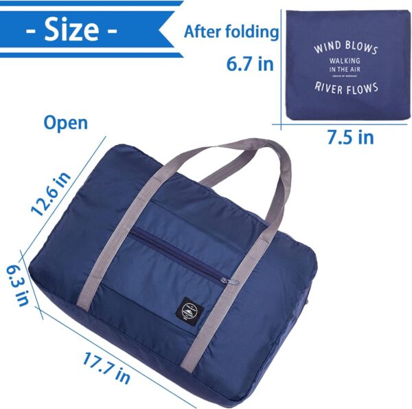 Foldable Travel Duffel Bag 2PCS Tote Carry on Luggage Bag Spirit Airlines Personal item Sports Gym Bag Water Resistant Weekender Overnight Bags for Women and Men (Green+Blue) - Image 2