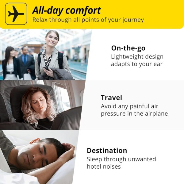 Alpine FlyFit - Earplugs for Pressure Relief & Preventing Ear Pain While Flying - Airplane Travel Essentials - Comfortable Reusable Hypoallergenic Earplugs with Ultra Soft Filter - Image 5