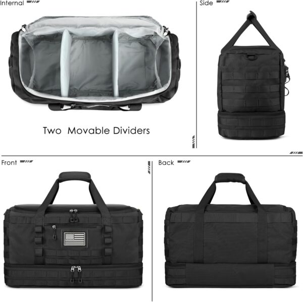 ETRONIK Travel Bag for Men Women, Gym Bag & Tactical Duffle Bags for Travel, Carry on with Toiletry Bag and Shoe Compartment, Weekender Overnight Trip with Wet Pocket for Workout Medical, Black - Image 7