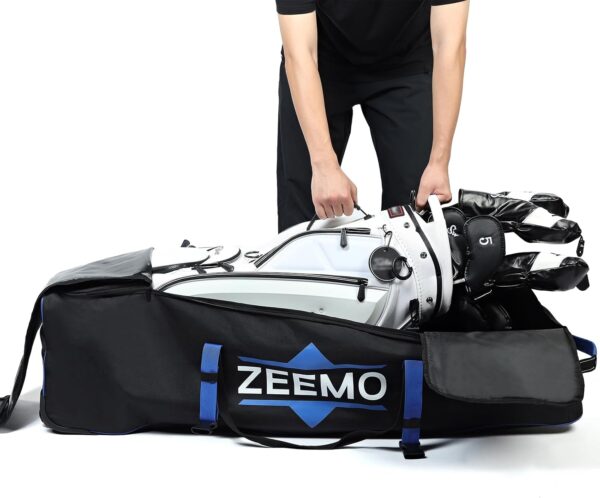 ZEEMO Golf Travel Bag, Full-Open Protective&Wheeled Airline-Approved Case for Clubs, Cart&StandBag, Soft-Sided Waterproof Cover Made of Heavy Duty Oxford - Image 4