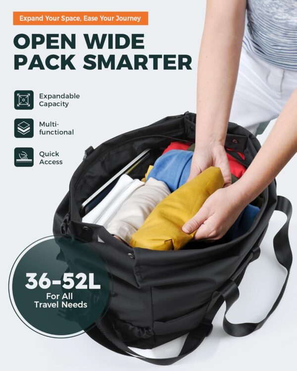 Tolaccea Gym Duffel Bag, Travel Bags Foldable Sports Duffle with Shoe Compartment & Wet Pocket, Lightweight & Water-Resistant, Perfect for Workout, Weekender Overnight & Carry-On Expandable - Image 3