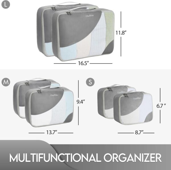 6 Set Packing Cubes for Travel, OlarHike 3 Various Sizes(Large,Medium,Small) Luggage Organizer Bags for Travel Accessories & Essentials, Storage Cubes for Carry on Suitcases (Grey) - Image 5