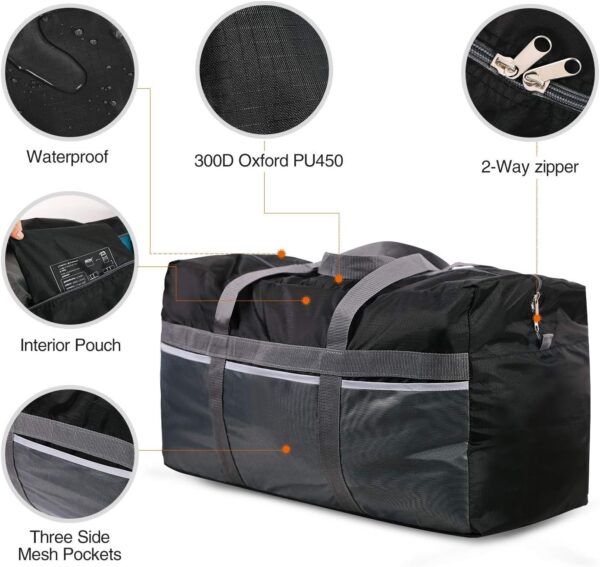 REDCAMP Foldable Travel Bag, Large Sports Bag, 75L/96L/100L, Lightweight Waterproof Tote Bag - Image 3