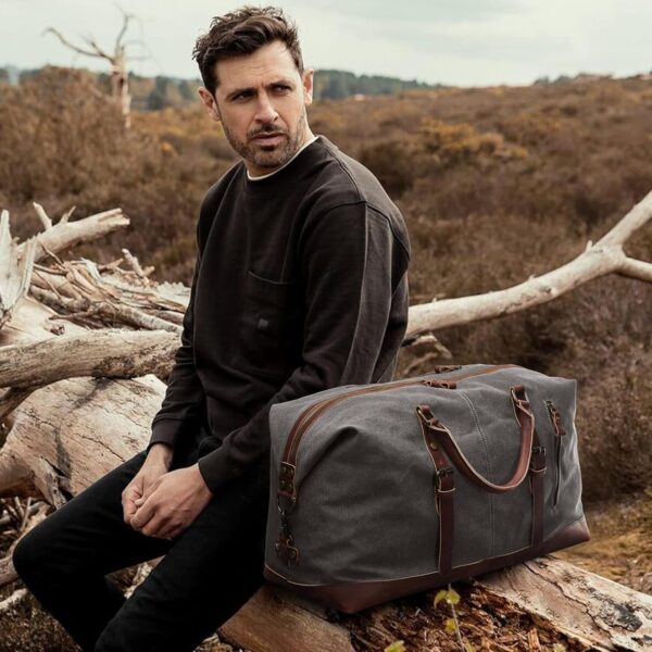 S-ZONE Duffle Bag for Travel Canvas Duffel Bag Carry on Weekender Bag for Men - Image 2