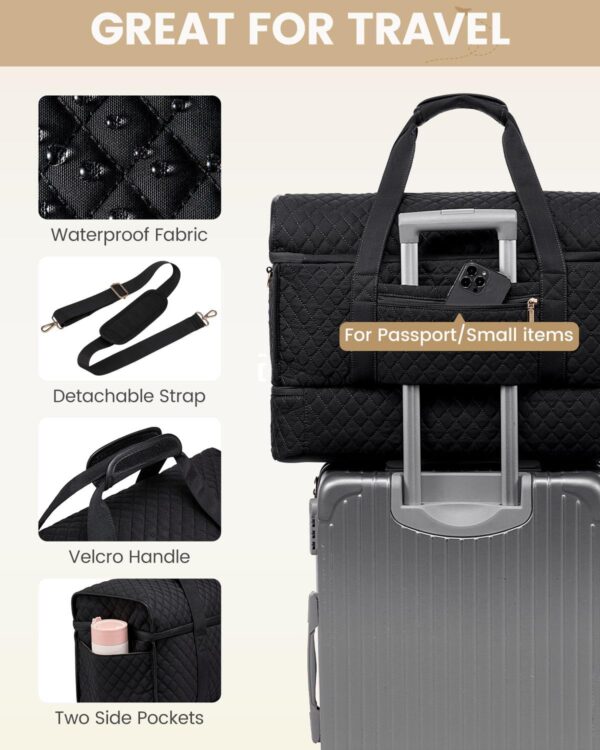LOVEVOOK Large Travel Duffle Bag, Weekender Bags for Women With Shoe Compartment, Overnight Hospital Bag For Women Labor Delivery, Carry on Bag Personal Item Travel Bag, Yoga Gym Duffel Bag - Image 6