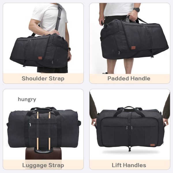 100L Travel Duffle Bag for Men, Urtala 32” Large Duffle Bag for Traveling with Shoe Compartment, Foldable Travel Duffel Bag Weekender Bag Gym Bag for Men Women Waterproof & Tear Resistant (Black) - Image 6