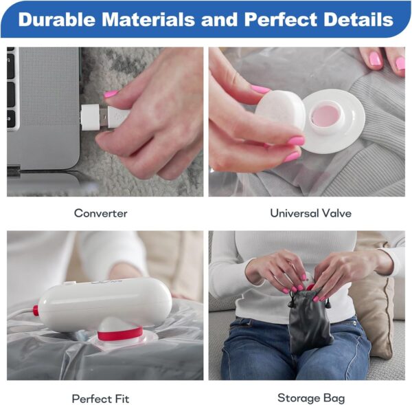 VMstr 12 Pack Travel Vacuum Storage Bags with USB Electric Pump, Compression Bags for Travel, Space Saver for Clothes ans Clothing - Image 6