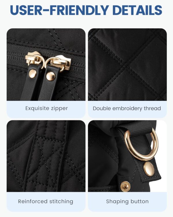 LOVEVOOK Travel Duffle Bag, Lightweight Weekender Bags for Women with Shoe Compartment, Puffer Gym Bag Personal Item Travel Bag, Quilted Overnight Bags and Hospital Bag for Labor and Delivery, Black - Image 8
