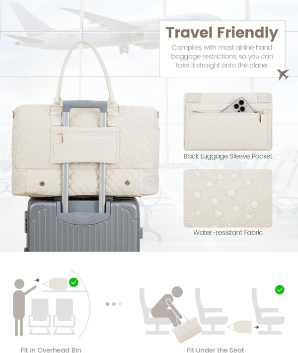 LOVEVOOK Travel Duffle Bag for Women, Weekender Overnight Bag with Shoe Compartment, Carry on Bag with Toiletry Bag, Gym Duffel Bag with Wet Pocket, Hospital Bags for Labor and Delivery 3 Pcs Set - Image 5