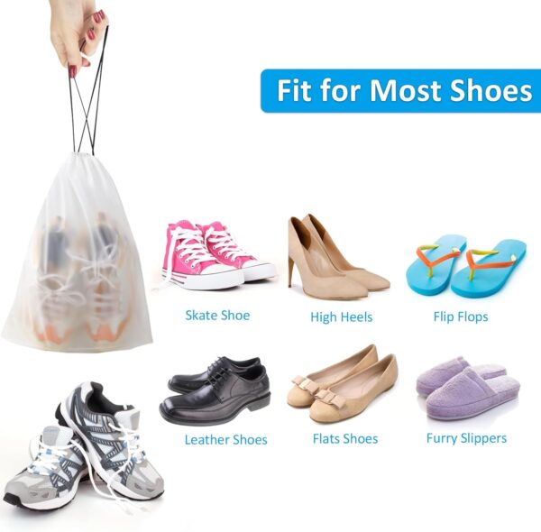 Clear Shoe Bags for Travel 5 PCS, 15.7" x 11.8" Travel Shoe Bags for Packing, Waterproof Drawstring Travel Shoe Storage Bag, Travel Essentials for Men and Women - Image 5