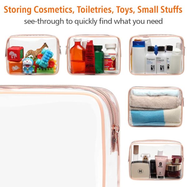 PACKISM Clear Makeup Bag - TSA Approved Toiletry Bag for Travel Size Toiletries, Travel Clear Toiletry Bag Quart Size Bag, Carry on Airport Airline Compliant Bag, Rose Pink(for age 12 or above) - Image 6