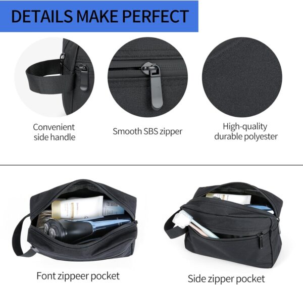 XQXA Toiletry Bag for Men, Hanging Dopp Kit Travel Bag for Men Women, Mens Travel Bag Shaving Bag for Toiletries Accessories (Black) - Image 3
