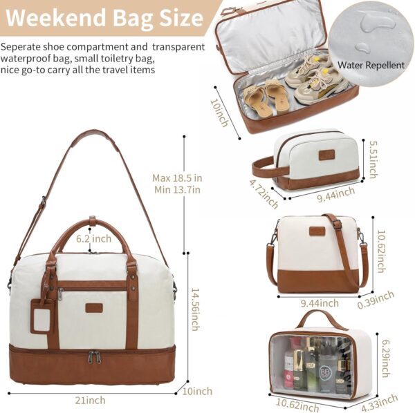 Wogarl Weekender Bags for Women Large Overnight Bag Weekend Travel Duffel Bag Carry on Shoulder with Shoe Compartment Toiletry Bag for Travel Business Gym - Image 3