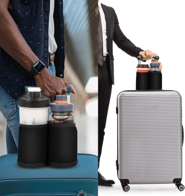 Luggage Travel Cup Holder for Suitcases Free Hands, Travel Accessories, Carry on Beverage Cup Holder Attachment, Luggage Cup Caddy Gifts for Flight Attendants, Business, Travelers, Black - Image 8