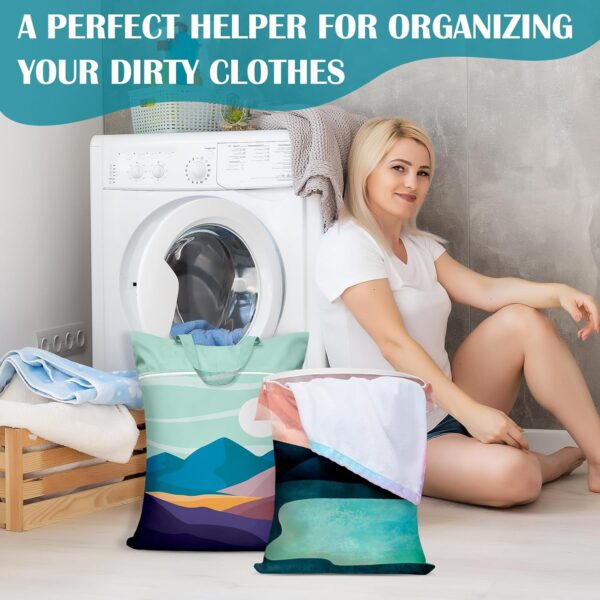 2 Pcs Large Travel Laundry Bag Waterproof with handle Washable Dirty Clothes Bag for Traveling Wet Dry Bag Bathing Suit Workout Bag for Gym Clothes Laundry Wet Clothes Swimming Pool College Dorm - Image 2