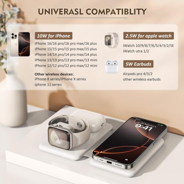 Magnetic Wireless Charger for iPhone: 3 in 1 Travel Charging Station for Apple Devices for iPhone 16 15 14 13 12 Pro Max Plus - Foldable Charging Pad for Apple Watch Series & Airpods 4 3 2 Pro - Image 2