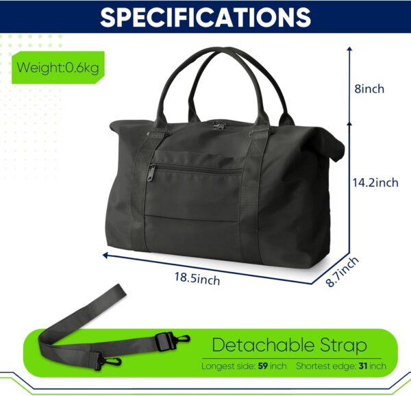 Travel Duffle Bag, Weekender Travel Bag Men Small Gym Bag for Women, Hospital Bag for Labor and Delivery, Overnight Bag Luggage Bag with Trolley Sleeve, Airplane Travel Essentials for Flying(Black) - Image 4