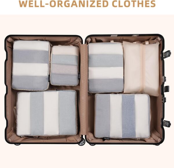 BAGAIL 4 Set/6 Set Ultralight Compression Packing Cubes Packing Organizer for Travel Accessories Luggage Suitcase Backpack(70D FullMesh 6Set Cream) - Image 7