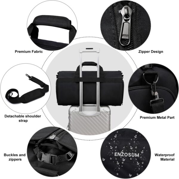 Garment Bags for Travel Large Suit Bag for Men Carry On Garment Bag Convertible Garment Duffle Bag with Shoes Compartment,2 in 1 Hanging Dress Suitcase Suit Travel Bags,Black - Image 6