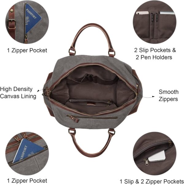 S-ZONE Duffle Bag for Travel Canvas Duffel Bag Carry on Weekender Bag for Men - Image 5