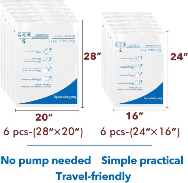 12 Pack Compression Bags for Travel | Vacuum Seal Storage Bags for Luggage & Dirty Clothes | Travel Packing Space Saver Bags for Suitcases & Home Organization | MEIQIHOME - Image 7