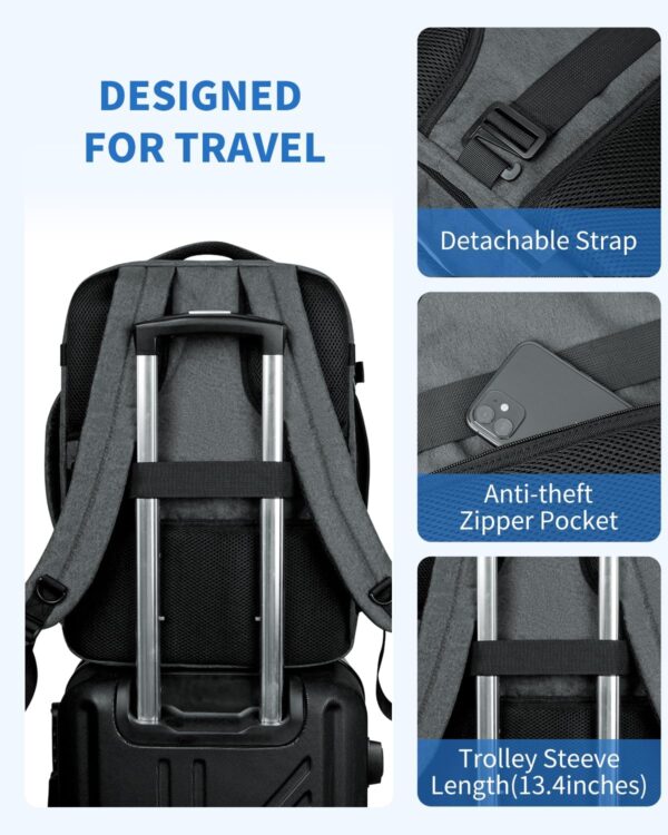 WANDF Travel Backpack For Spirit Airlines Personal Item Bag 18x14x8 with Wet Pocket, 17 Inch Laptop Backpack for Men Women（Grey） - Image 5
