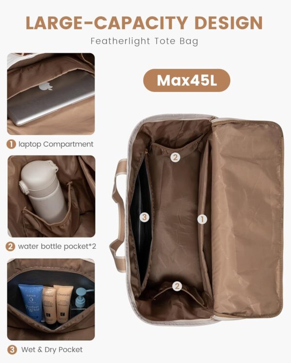 LOVEVOOK Travel Duffle Bags for Women, 45L weekender bags carry on, personal item travel bag with Toiletry, hospital for women labor delivery overnight bag, gym - Image 4