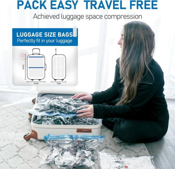VMstr 12 Pack Travel Vacuum Storage Bags with USB Electric Pump, Compression Bags for Travel, Space Saver for Clothes ans Clothing - Image 3