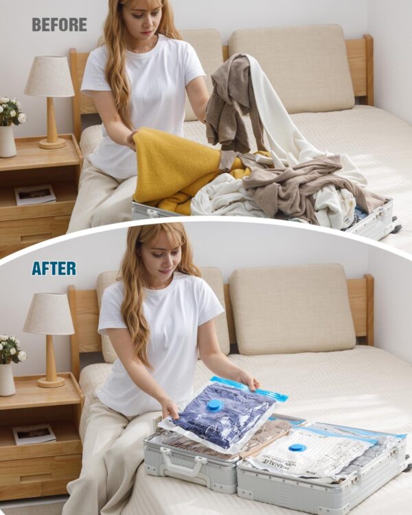 Vacuum Storage Bags for Travel, 8 Pack (4S+4XS) Vacuum Seal Bags with Wireless Rechargeable Electric Pump, Travel Essentials Space Saving Bags for Clothes, Luggage, Carry-on Suitcase, Backpack, Trip - Image 8