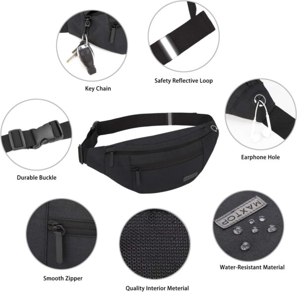 MAXTOP Large Crossbody Fanny Pack with 4-Zipper Pockets,Gifts for Enjoy Sports Festival Workout Traveling Running Casual Hands-Free Wallets Waist Pack Phone Bag Carrying All Phones - Image 4
