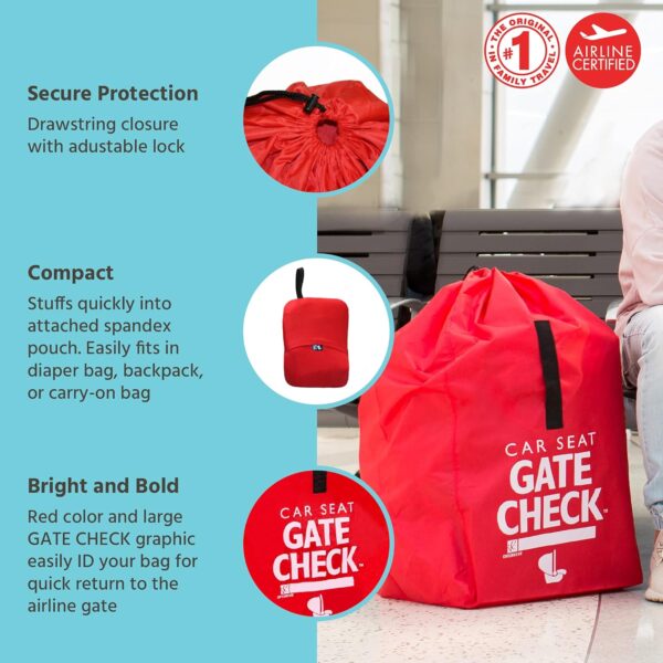 J.L. Childress Gate Check Bag for Car Seats - Travel Bag Fits All Infant Carriers, Booster Seats - Air Travel Bag - Image 2