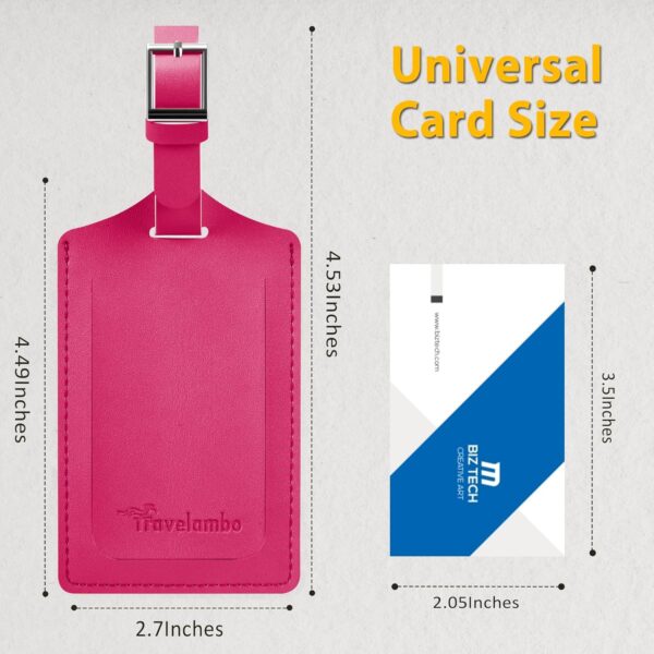 Travelambo Luggage Tags for Suitcases Faux Leather Privacy Protection 2 Pack Bag Tags Travel Accessories Essential, Rose Red - Image 2