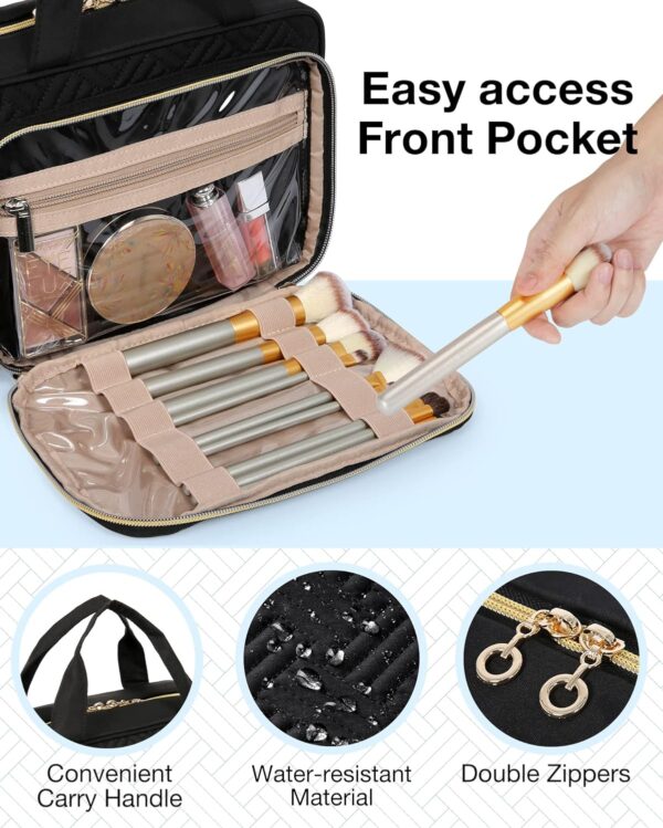 BAGSMART Toiletry Bag Hanging Travel Makeup Organizer with TSA Approved Transparent Cosmetic Bag Makeup Bag for Full Sized Toiletries, Large-Blck - Image 3