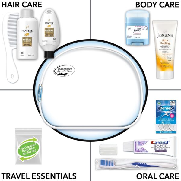Convenience Kits International Women's Deluxe 10 Piece Kit with Travel Size TSA Compliant Essentials Featuring: Pantene Hair Products in Reusable Toiletry Zippered Bag - Image 3