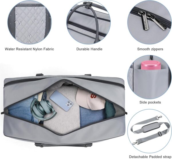 Travel Duffle Bag for Men, Weekender Bag for Women with Toiletry Bags, Carry On Overnight Bags with 17.3 inch Laptop Pouch - Image 3