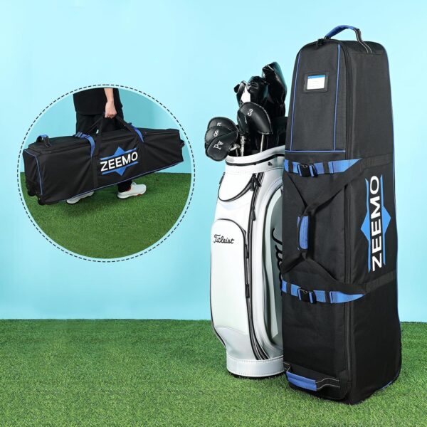 ZEEMO Golf Travel Bag, Full-Open Protective&Wheeled Airline-Approved Case for Clubs, Cart&StandBag, Soft-Sided Waterproof Cover Made of Heavy Duty Oxford - Image 7