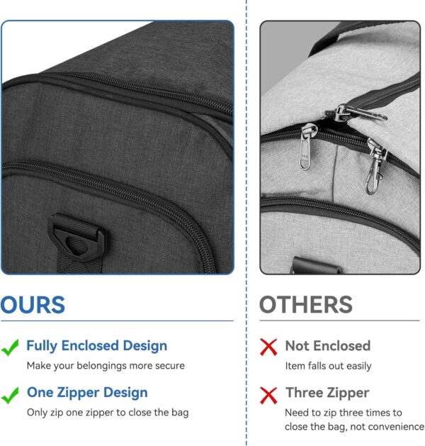 Garment Duffle Bags for Travel, Bukere Convertible Carry on Garment Duffel Bag for Men Women, Shoe Compartment, 2 in 1 Hanging Dress Suitcase Suit Travel Bags, Midnight Grey - Image 3