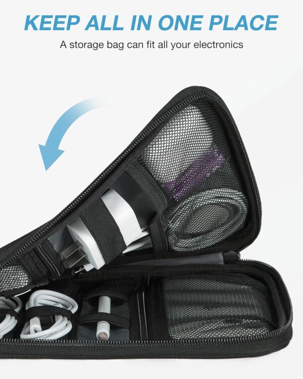 BAGSMART Electronics Case, Small Tech Organizer Bag for Essentials, Cord Organizer for Phone, Power Bank, SD Card, Black - Image 6