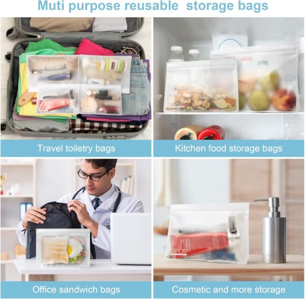 SPLF 4 Pack Leakproof Clear Toiletry bags, TSA Approved Quart Size Zipper Bags, BPA Free Travel Makeup Cosmetic Bags for Women Men, Carry on Airport Airline Compliant Bags - Image 7