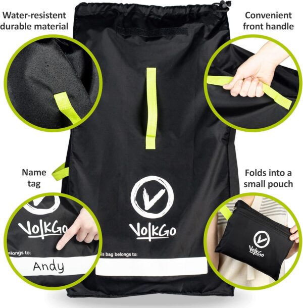 V VOLKGO Car Seat Travel Bag for Airplane - Backpack Padded Shoulder Straps Cover for Airplane. Gate Check Bag, Car Seat Bags For Air Travel, Fits all Carriers, Bags for Airtravel. - Image 7