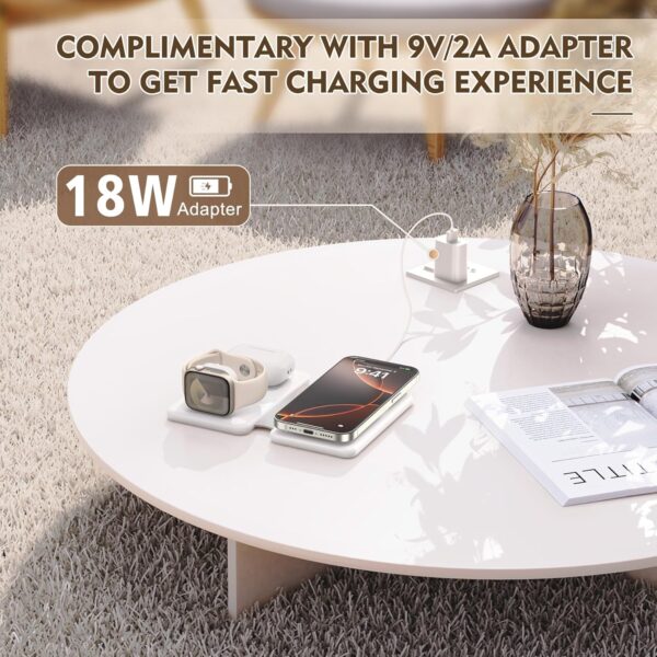 Magnetic Wireless Charger for iPhone: 3 in 1 Travel Charging Station for Apple Devices for iPhone 16 15 14 13 12 Pro Max Plus - Foldable Charging Pad for Apple Watch Series & Airpods 4 3 2 Pro - Image 5