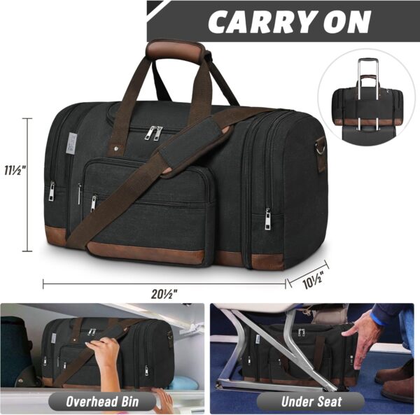 Duffle Bag for Travel,Overnight Weekend Gym Carry On Luggage Bag, 50L Travel Duffel Bag for Men Women, Expandable Spacious Travel Duffel Bag, Black - Image 4