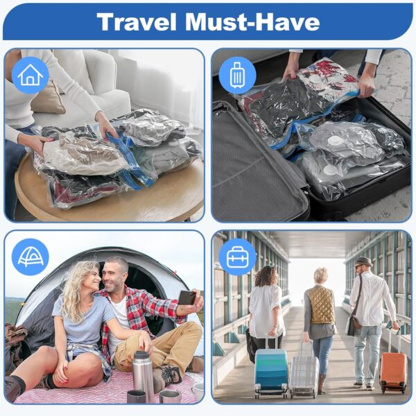 VMstr 12 Pack Travel Vacuum Storage Bags with USB Electric Pump, Compression Bags for Travel, Space Saver for Clothes ans Clothing - Image 7